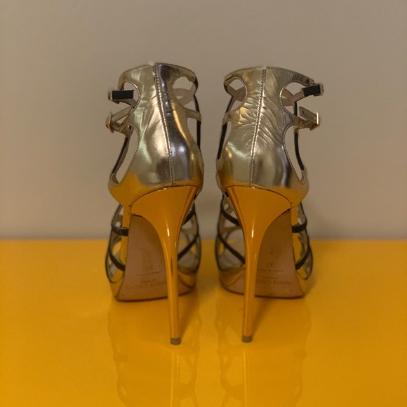 Jimmy Choo Stilettos - Black & Gold - Size US 7 - Picture 3 of 3